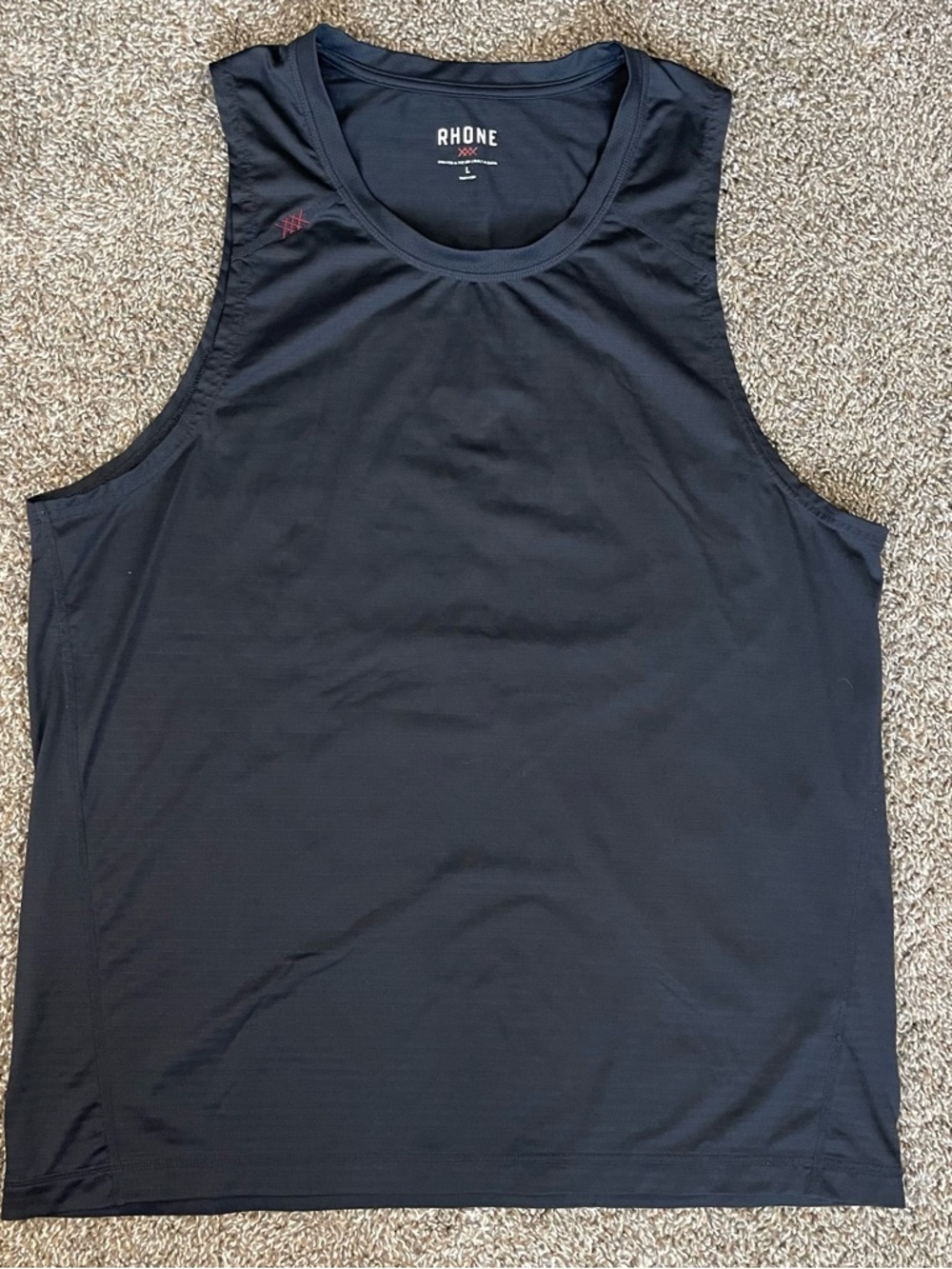 Rhone Men’s Black Performance Tank Top Size Large Lightweight Gym Athletic Run